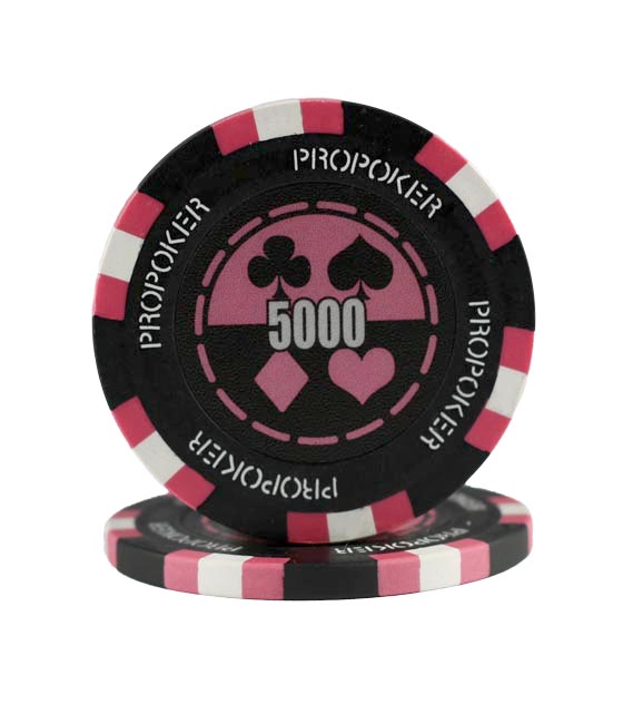 Pro Poker clay chip pink (5000), roll of 25